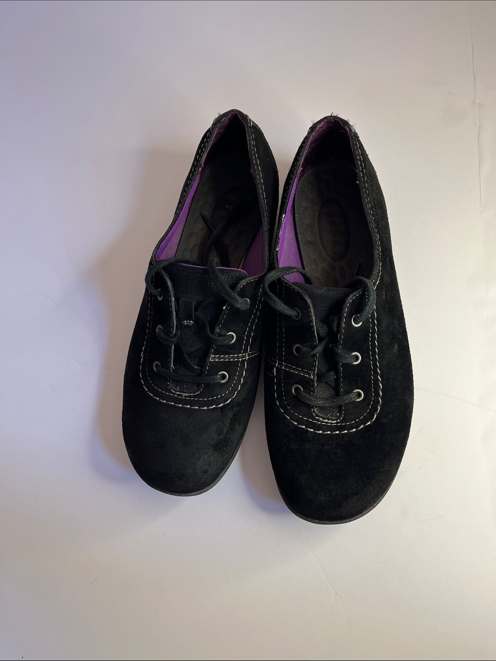 Merrell Black Suede Lace-Up Sneakers with Purple Lining